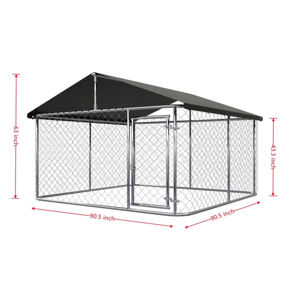 Petony Outdoor Dog Kennel Dog Cage Dog Playpen Dog Fence Heavy Duty Pet Kennel with Large Galvanized Chain Link with UV & Water Resistant Black Proof Cover(6.56 'x 6.56') - Image 6