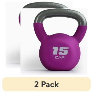 (2 pack) CAP, 15lb Neoprene Coated Kettlebell, Purple