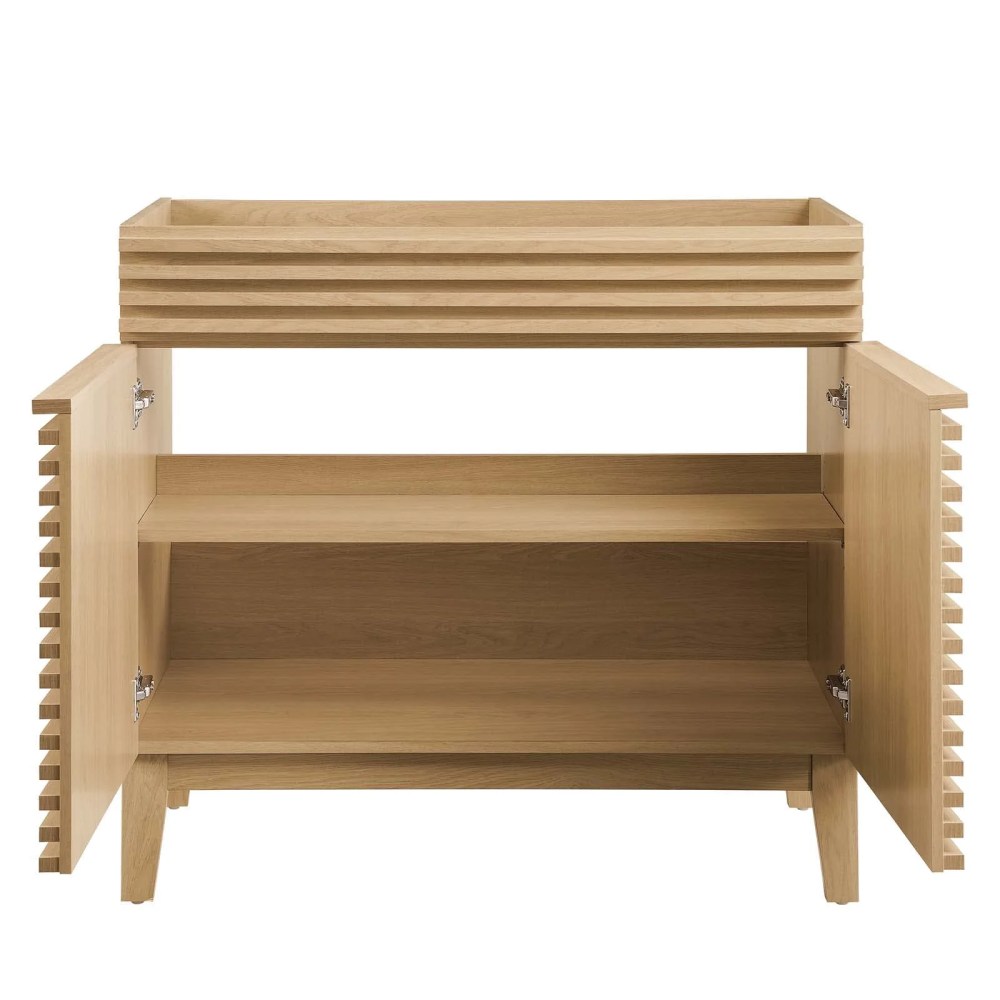 Modway Render 35" MDF and Particleboard Bathroom Vanity Cabinet in Oak - Image 2