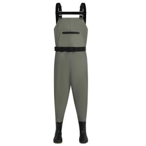ANMINY Fishing Chest Waders,  Fishing Waders for Men Women Waterproof Hunting Chest Wader with Bootfoot Belt Breathable Lightweight Black Gray