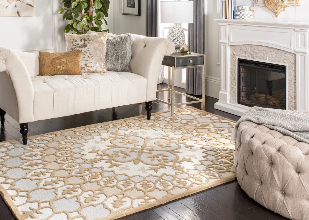 SAFAVIEH Bellagio Zoja Floral Wool Area Rug, Ivory/Dark Beige, 5" x 8" - Image 4