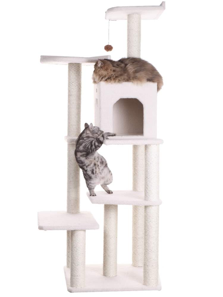 Armarkat 68-in Cat Tree & Condo Scratching Post Tower, Ivory