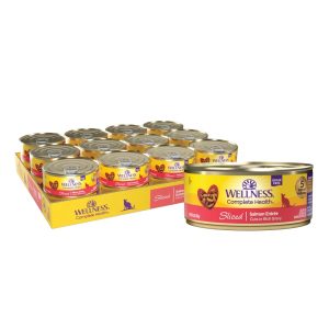 Wellness Complete Health Sliced Adult Canned Wet Cat Food,  Natural,  Protein Rich,  Grain Free,  Salmon Entre Recipe,  5.5 oz,  Pack of 24 Cans