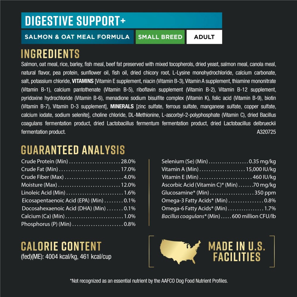 Purina Pro Plan AdvantEDGE Small Breed Digestive Support Plus Salmon and Oat Meal Formula Dry Dog Food, 12 lb Bag - Image 3