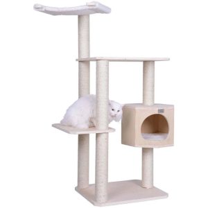 Armarkat 54-in real wood Cat Tree & Condo Scratching Post Tower, Wood