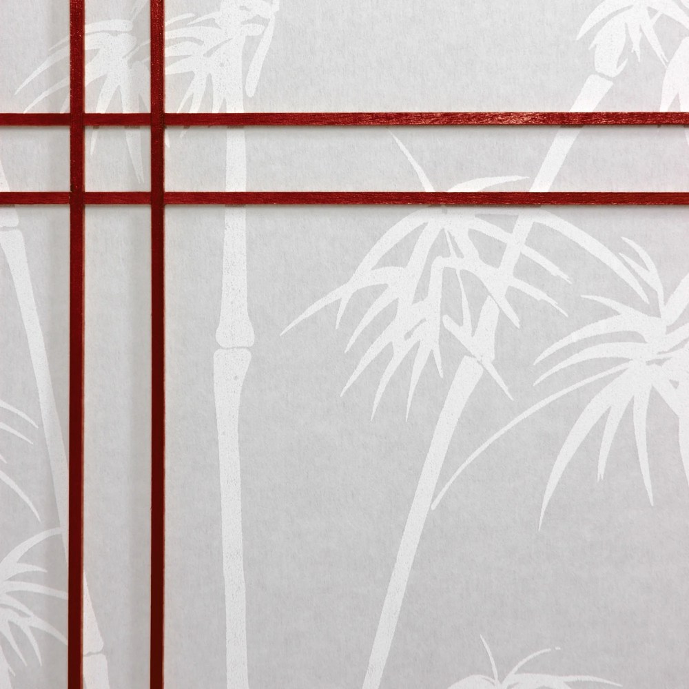 Oriental Furniture 7 Ft Tall Double Cross Bamboo Tree Shoji Screen, rosewood color, 3 panel - Image 4