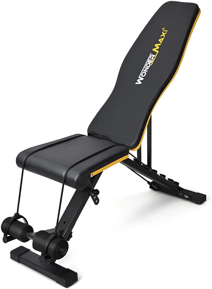 Wonder Maxi Adjustable Weight Bench, Strength Training Bench for Full Body Exercise, Work Out Bench Equipment with Arm Resistance Bands