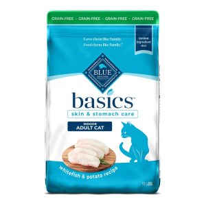 Blue Buffalo Basics Dry Cat Food Skin & Stomach, Turkey & Potato, Chicken Free, 11lb Bag