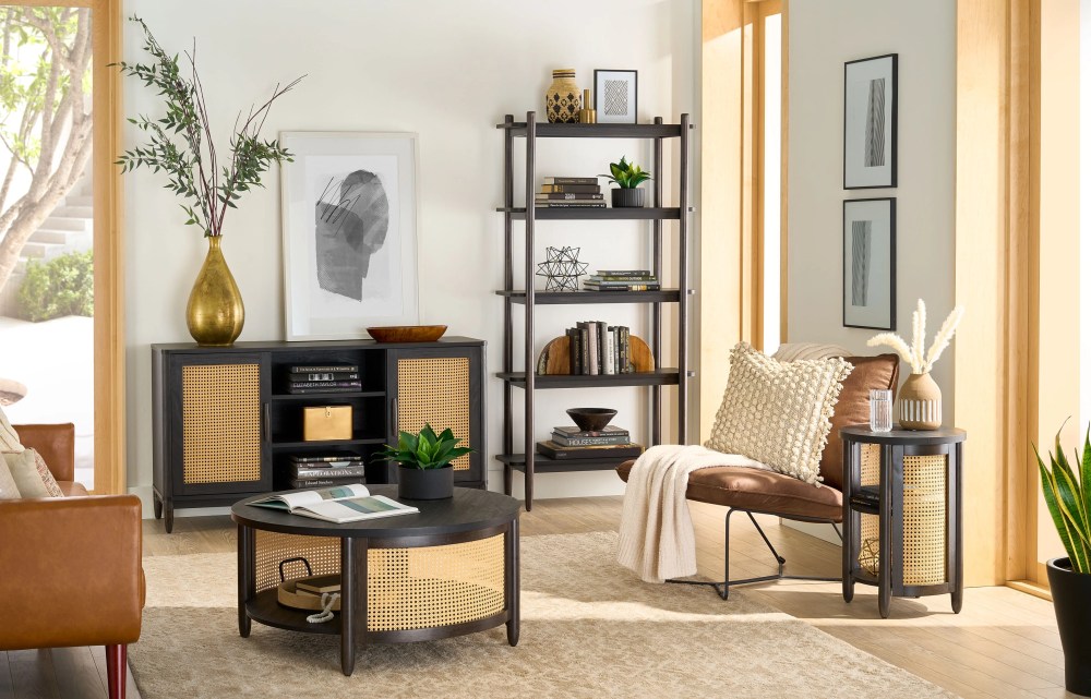 Better Homes & Gardens Springwood Caning Coffee Table, Charcoal Finish - Image 6