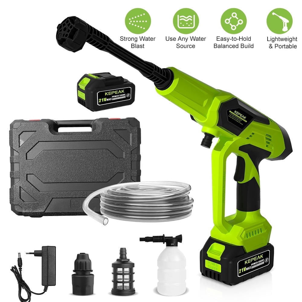 1450PSI Cordless Pressure Washer,21V Handheld Power Cleaner 5L/Min with 6-in-1 Nozzle,2 Batteries & 16.4FT Hose for Car,Garden,Patio