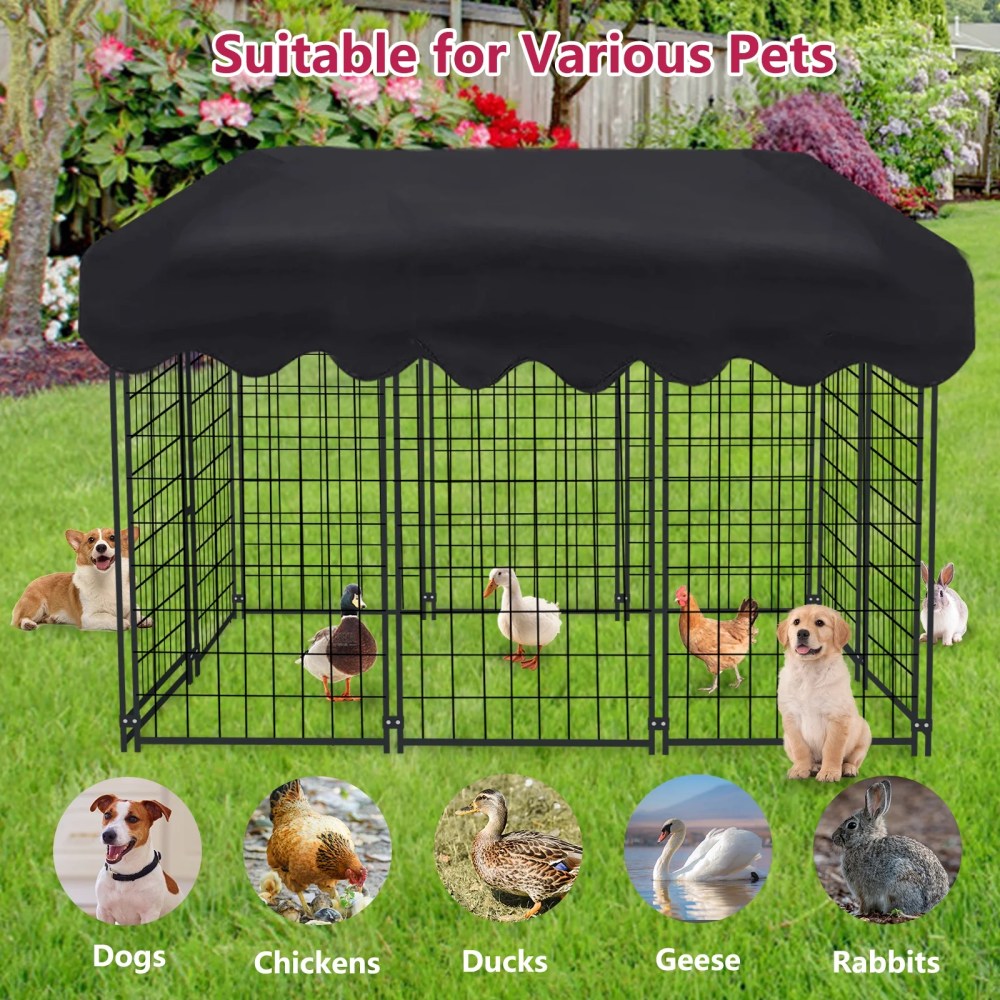 Jhsomdr Outdoor Dog Kennel 6.2ft x 4ft x 4.5ft Heavy Duty Large Wire Dog Fence Outside Dog Playpen with UV-Resistant Oxford Cloth Roof & Secure Lock - Image 10
