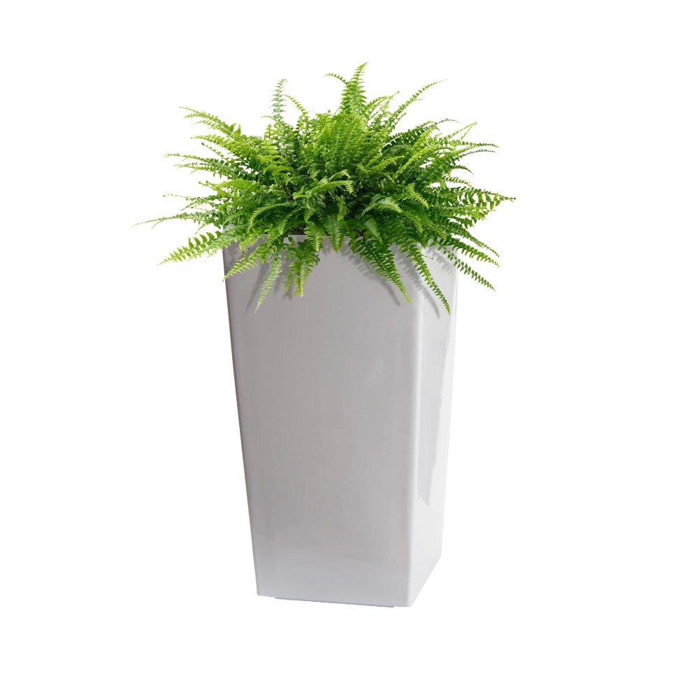 Algreen Modena 30-In. Square Taper Planter, Self-Watering, Glossy White - Image 2