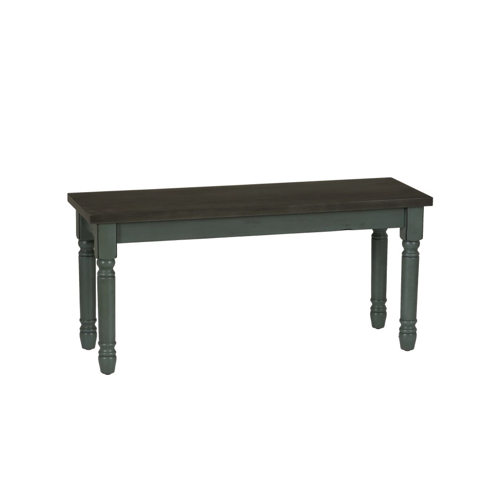 Willow Farmhouse Dining Bench,Burnished Smoke and Distressed Teal Blue