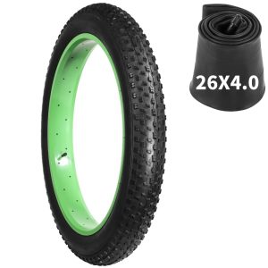 26x4.0 Fat Bike Tire with Inner Tube, Puncture Resistant Fat Tire with AV 1.18" Valve, Folding MTB Replacement Tire, All Terrain Bicycle Tire, High-Performance Tire for Snow, Street