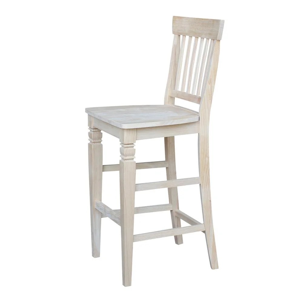 International Concepts Wood Seattle Bar Height Stool - 29.92" Seat Height - Unfinished - Image 6