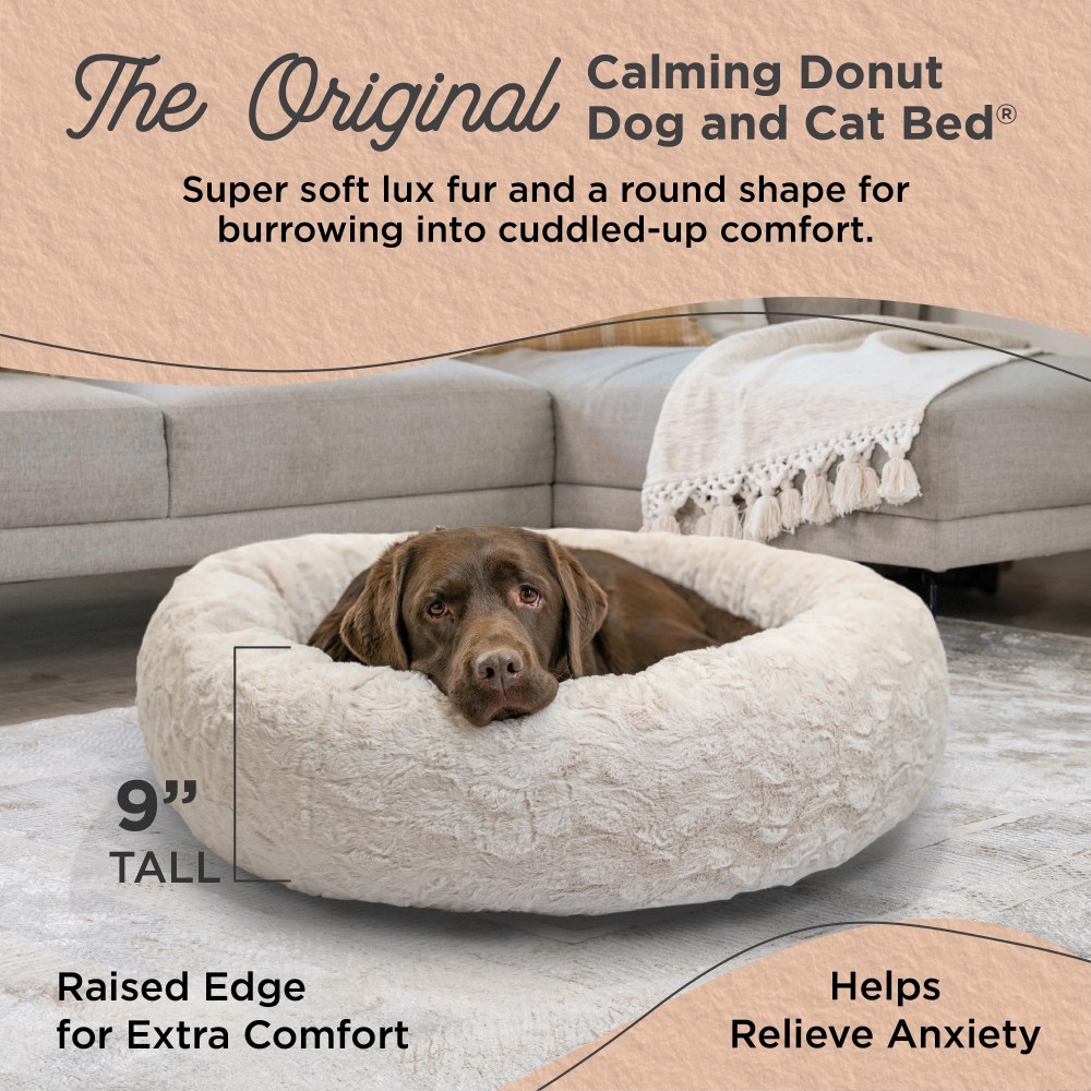 Best Friends by Sheri The Original Calming Donut Dog Bed-Washable Plush Pet Bed for Large Breeds up to 100 lbs, Lux Faux Fur, Oyster, Large (36" x 36") - Image 5
