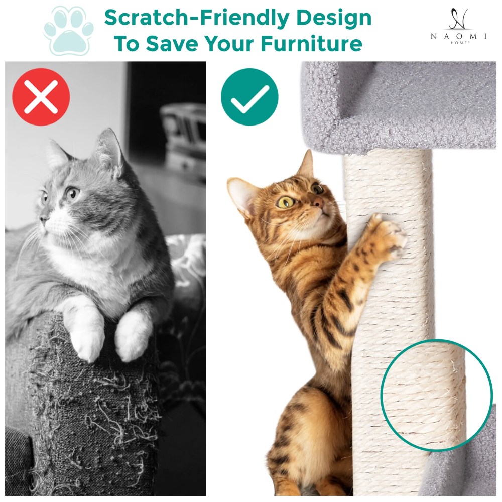 Lulu 2-Tier Cat Tree Tower for Indoor Cats-Large Cat Tower & Cat Condo for Large Cats Cat Tree House:Gray - Image 10