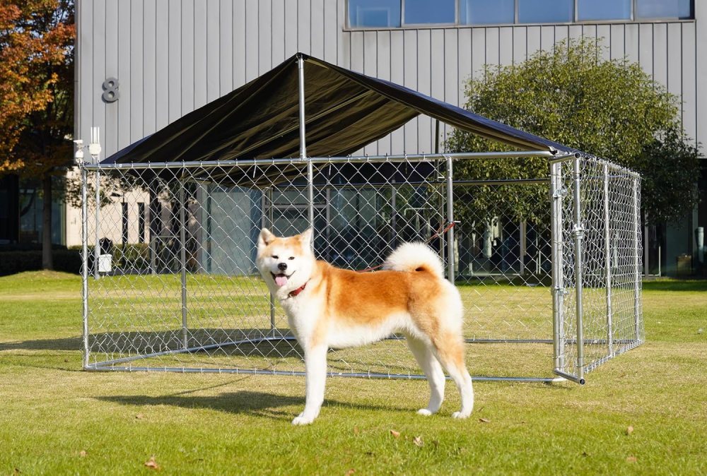 Jane Stone Outdoor Dog Playpen 79" x 79" x 65" Heavy Duty Dog Kennel House Mesh Dog Big Cage Pet Kennel Steel Fence with Secure Lock - Image 3