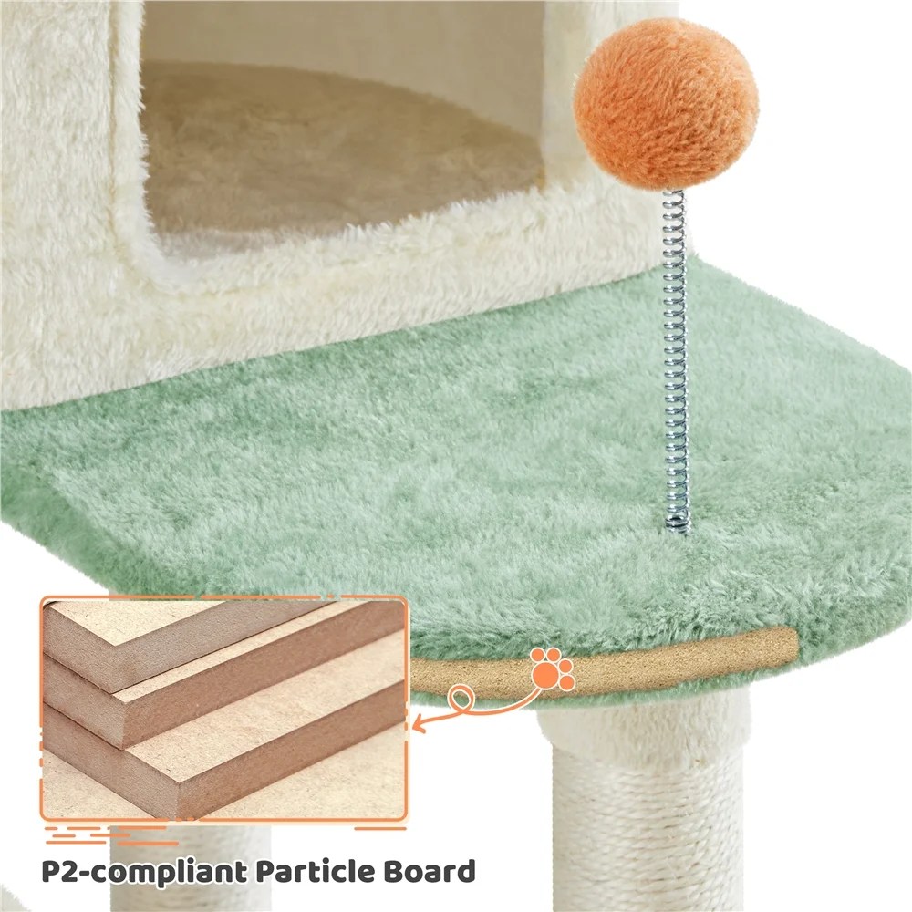 Yaheetech 65"H Cat Tree Paw-Shaped Play Tower, Beige - Image 9