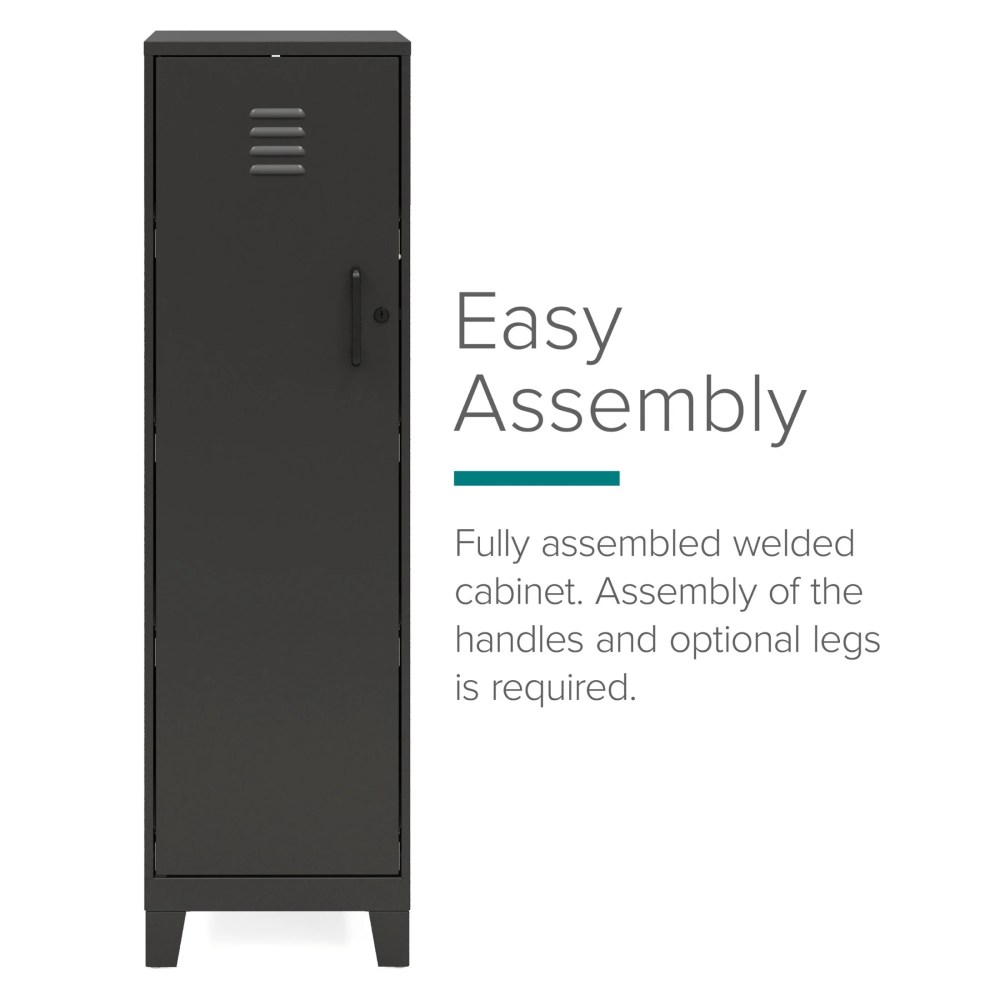 Space Solutions 53.38 inch High 4 Shelf Storage Locker Cabinet, Welded Metal, Fully Assembled, Vented Door, 3 inch Riser Legs, Black - Image 7