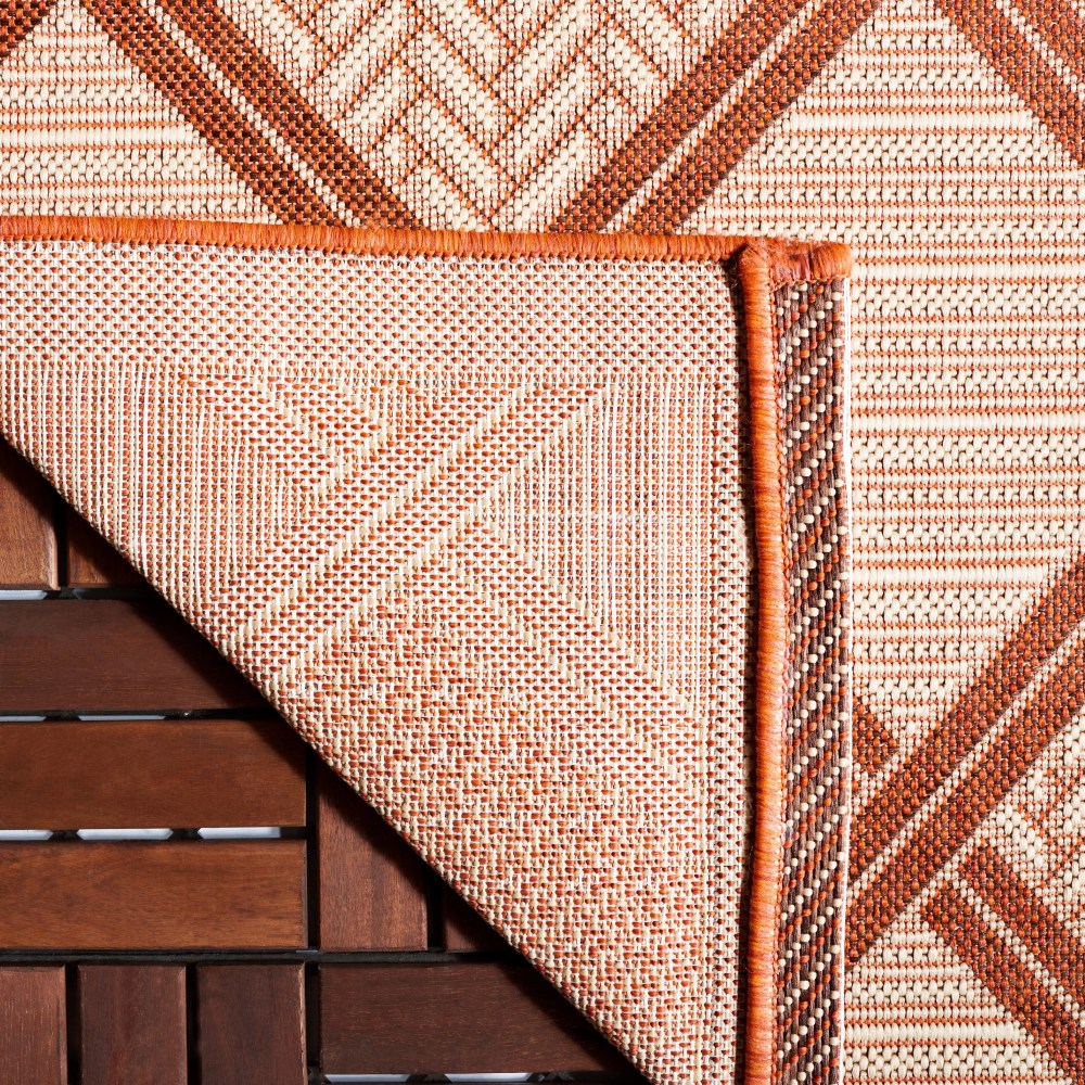 Safavieh Courtyard Shawn Geometric Indoor/Outdoor Area Rug, Cream/Terracotta, 6'7" x 9'6" - Image 10
