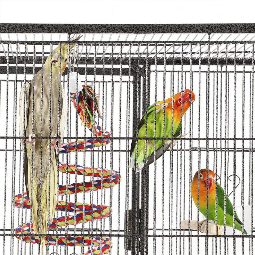 Alden Design 69" H Rolling Extra Large Metal Bird Cage with Detachable Stand for Parrots, Black - Image 3