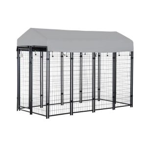 Garden Winds Custom Fit Replacement Canopy Top Cover Compatible with The PawHut USD02-0120131 8' x 4' x 6' Pet Dog Kennel Playpen - Upgraded Performance RipLock 350 Fabric - Slate Gray