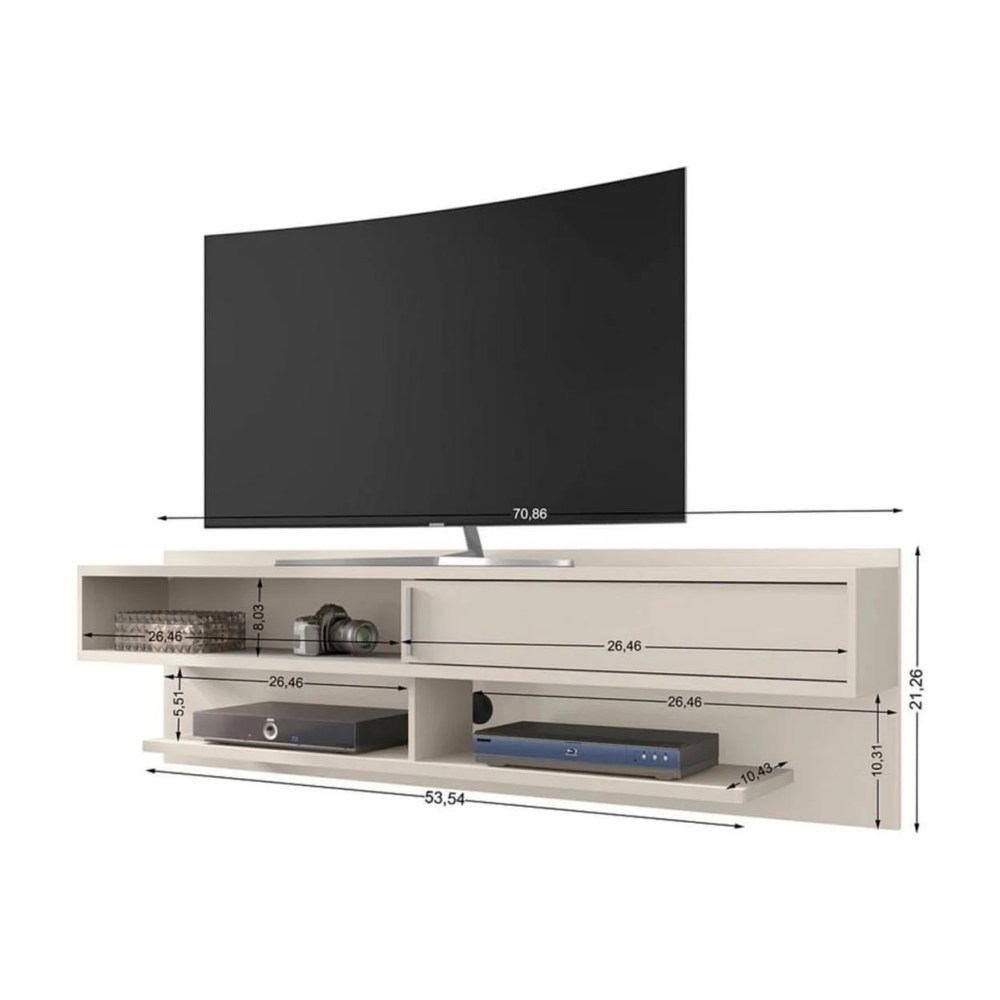 Astor 70.86 Modern Floating Entertainment Center 1.0 with Media Shelves in Off White - Image 3