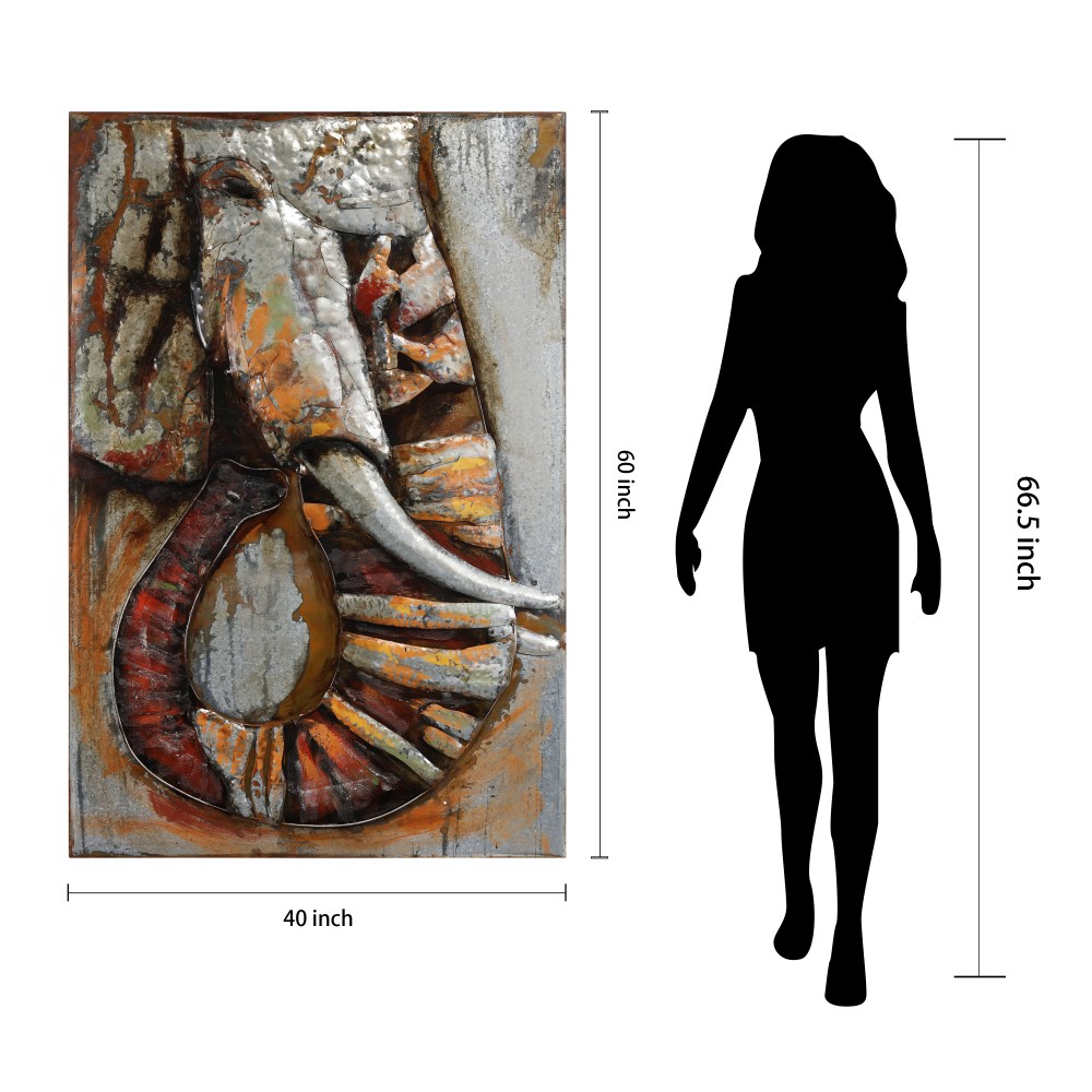 Empire Art Direct Elephant Hand Painted 3D Metal Wall Art, 60" x 40" x 2.8", Ready to Hang - Image 7