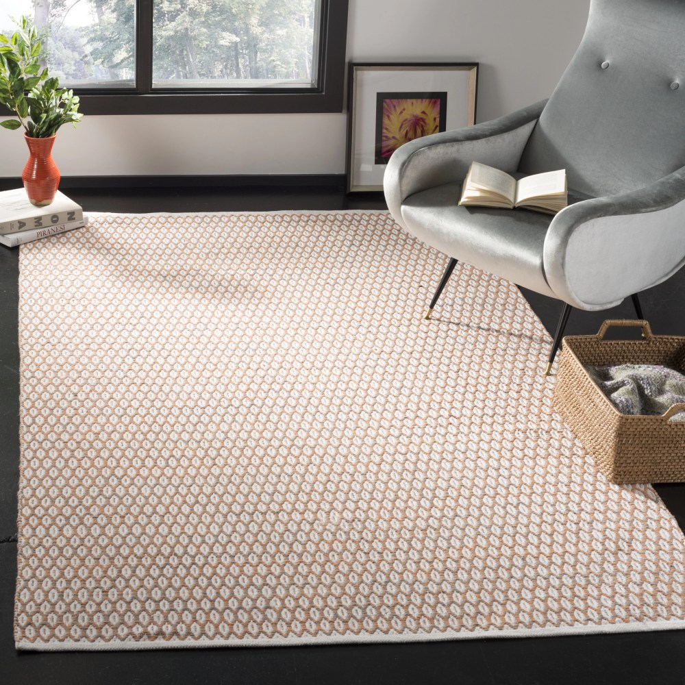 SAFAVIEH Montauk Crystal Geometric Cotton Area Rug, Orange/Ivory, 5" x 8" - Image 5