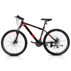 26-Inch 21-Speed Mountain Bike (Red/Black)-Double Disc Brakes,  Shock-Absorbing Front Fork,  High Carbon Steel Frame,  Explorer Series