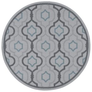 Safavieh Courtyard Bayon Geometric Indoor/Outdoor Area Rug, Light Gray/Anthracite, 5'3" x 5'3" Round