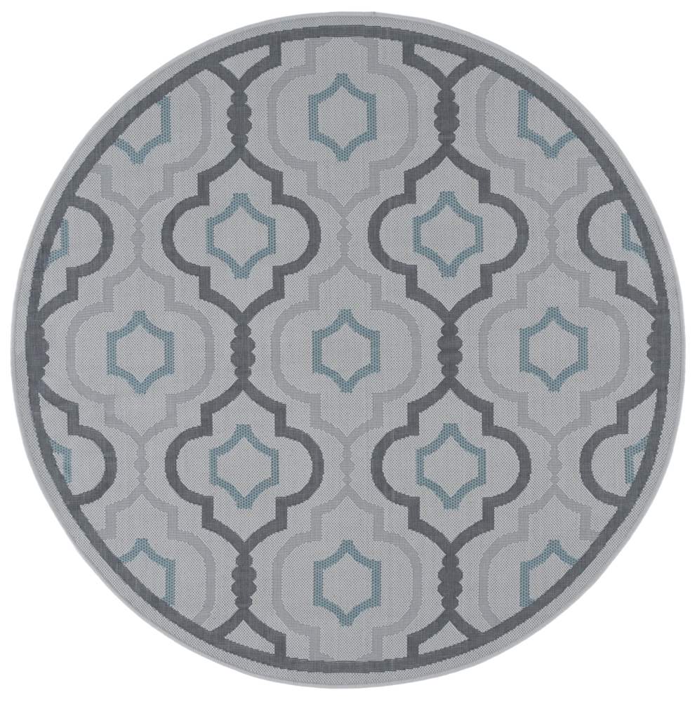 Safavieh Courtyard Bayon Geometric Indoor/Outdoor Area Rug, Light Gray/Anthracite, 5'3" x 5'3" Round