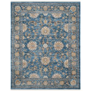 SAFAVIEH Vintage Persian Maggie Distressed Polyester Area Rug, Turquoise/Multi, 8" x 10"