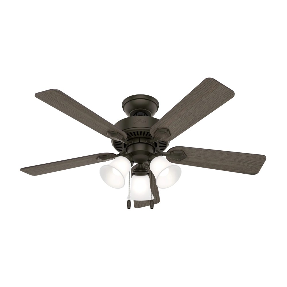 Hunter - Swanson Indoor Ceiling Fan With Light, 44-inch, New Bronze, Traditional-style, 3-speed WhisperWind Motor, 50881, for living rooms, bedrooms, home offices, kitchens - Image 5