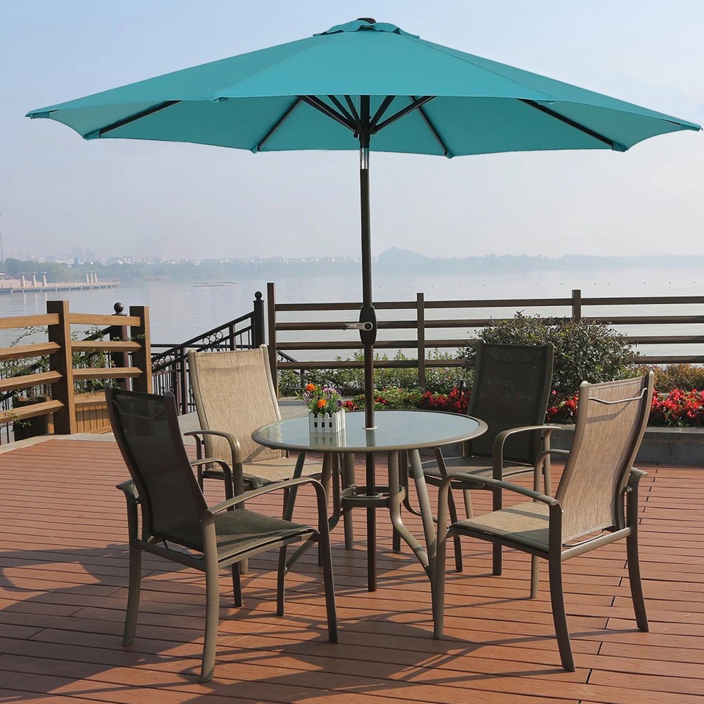 9" 1- Piece Patio Umbrellas, Turquoise - Image 4