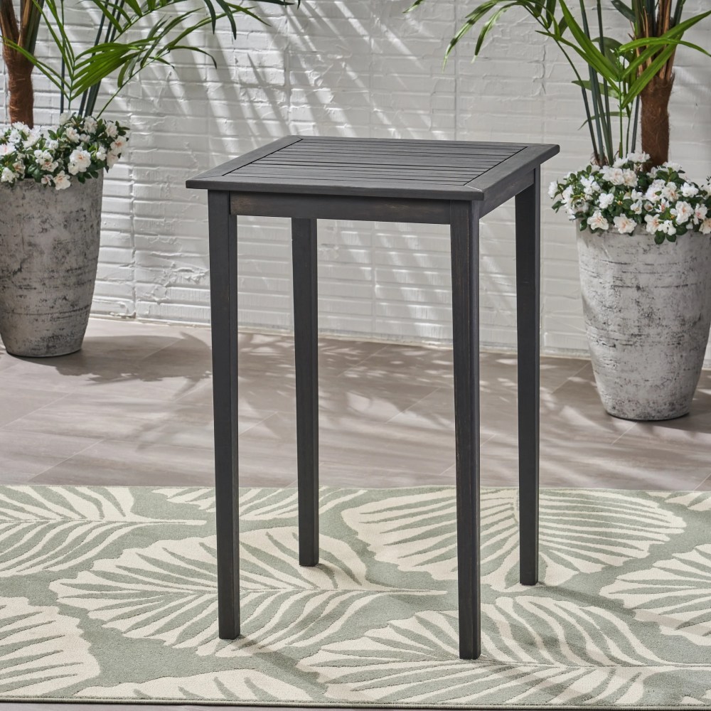 Noble House Polaris Outdoor Acacia Wood Bar Table in Dark Gray - Image 4