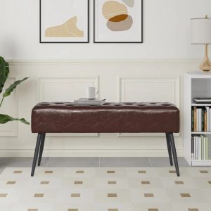 Abble 38" Wide Upholstered Entryway Bench,Tufted Ottoman Bench,Small Bed Room Bench,Casual Dining Room Bench,Taupe