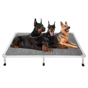 Veehoo Chew Proof Dog Bed,  Rustless Aluminum Frame and Textilene Mesh Fabric,  Black Silver,  XX Large