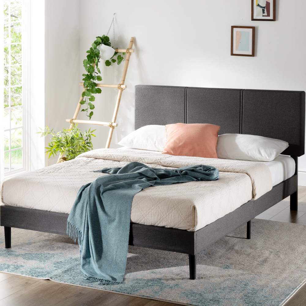 Zinus Cambril 38" Upholstered Platform Bed Frame with Sustainable Bamboo Slats,Queen