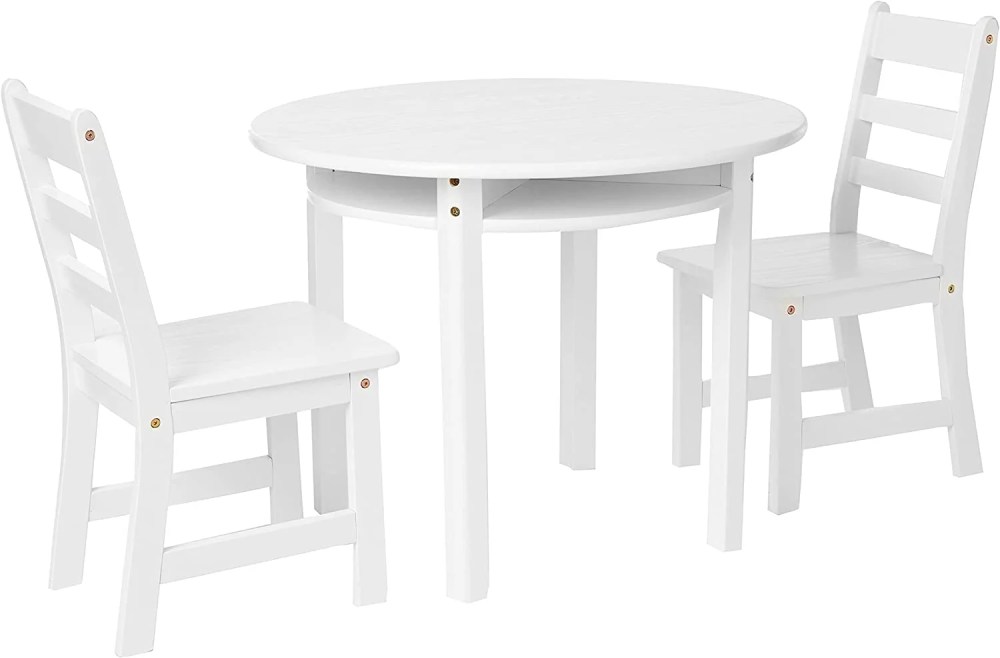 Lipper International 524W Child's Round Table and 2-Chair Set, White