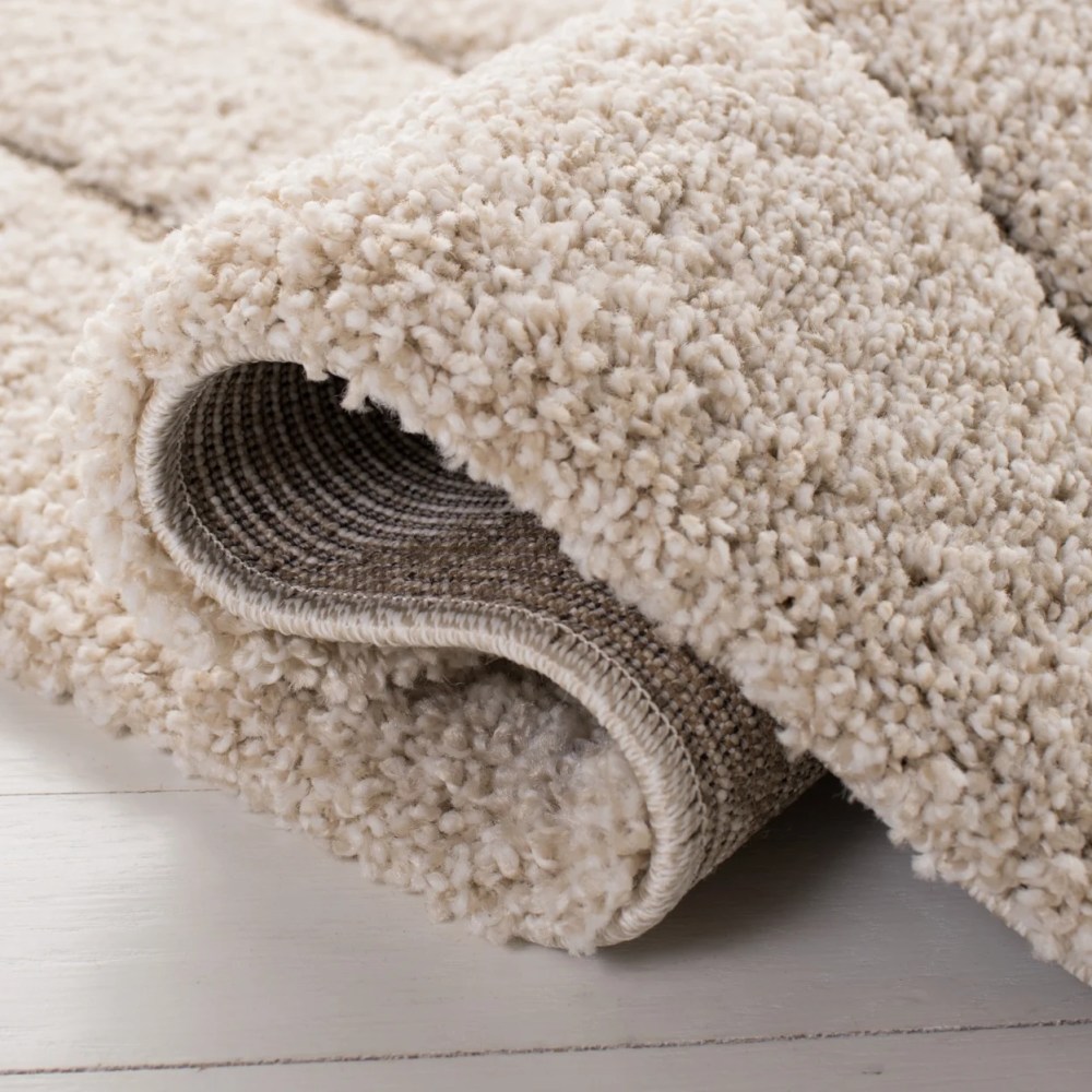 SAFAVIEH Florida Tabitha Geometric Waves Shag Area Rug, Cream/Beige, 6'7" x 6'7" Square - Image 9