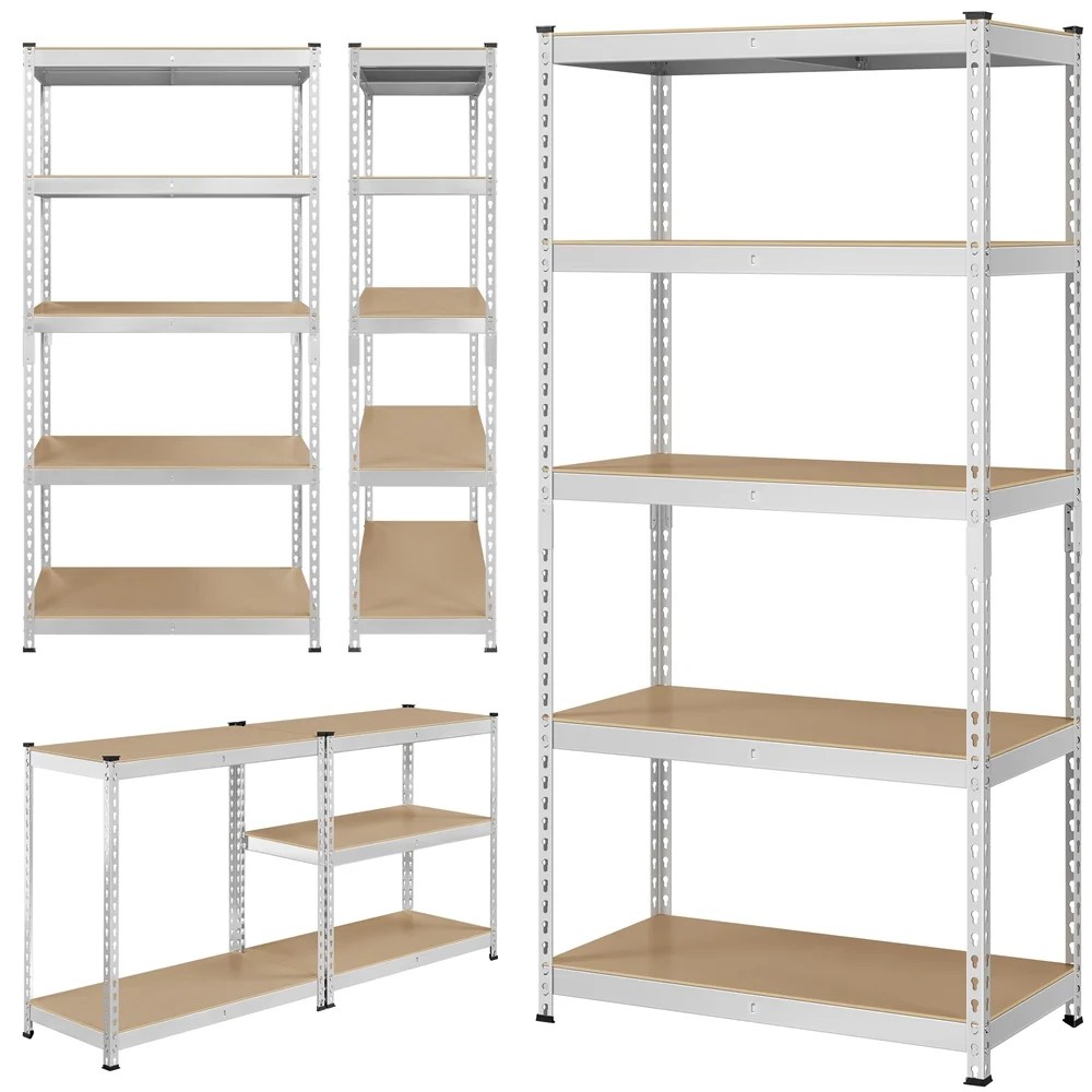 Alden Design 5-Shelf Boltless & Adjustable Steel Storage Shelf Unit, Silver, Holds up to 705 lb Per Shelf - Image 4