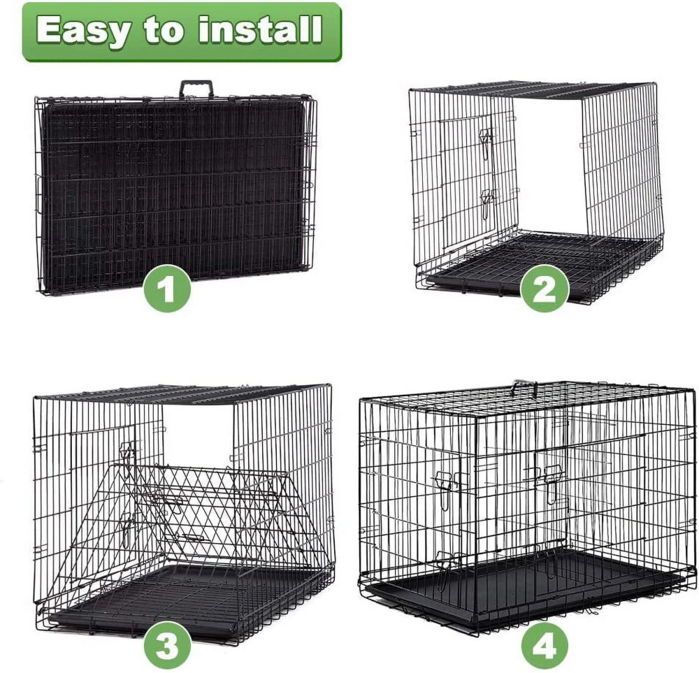BestPet XL Dog Crate: 48" Folding, Metal Wire, Divider, Dual Door, Plastic Tray - Perfect for Travel & Camping - Image 7