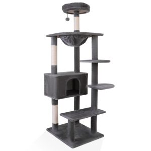 Vibrant Life 70" Cat Tree for Indoor Cat, Multi-Level Cat Tower with Scratching Posts,  Gray