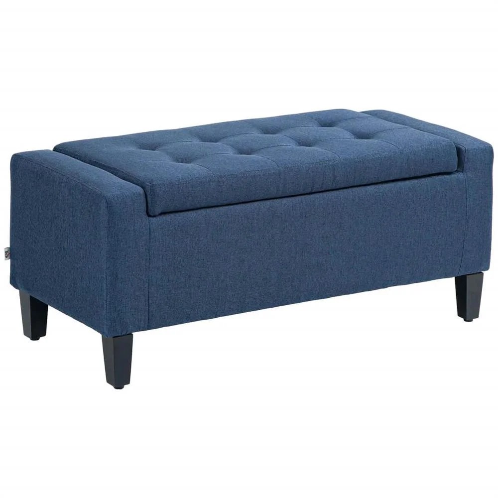 YYAo Storage Bench,Bedroom Bed Bench Ottoman, Upholstered Storage Ottoman Bench with Hidden Storage,Lift Top for Living Room,Dark Blue