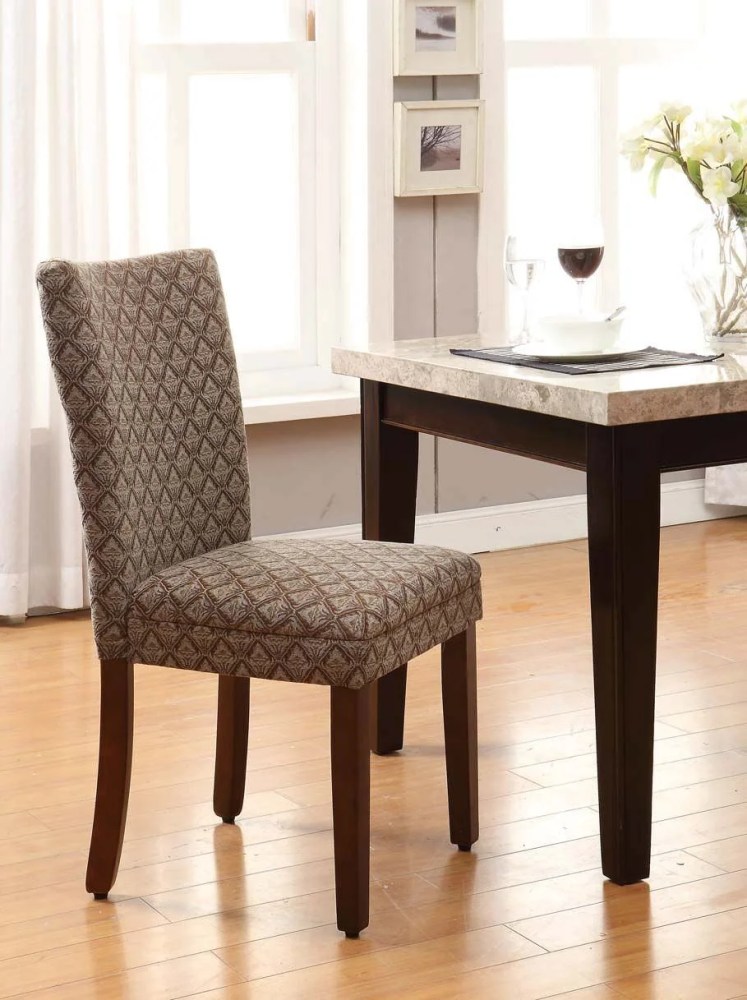 HomePop Parsons Dining Chair, Brown and Blue Fabric - Image 12