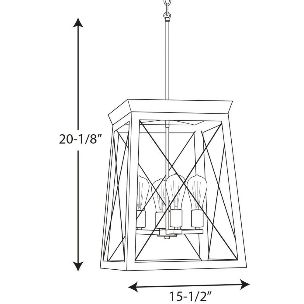 Progress Lighting Briarwood 4-Light Foyer Pendant, Steel, Graphite, Vintage-Style Bulbs, Wood Enclosure - Image 4
