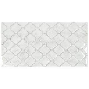 Smart Tiles Peel and Stick Backsplash,5 Adhesive Tiles,Blok Grey/White,22.56"x11.58"