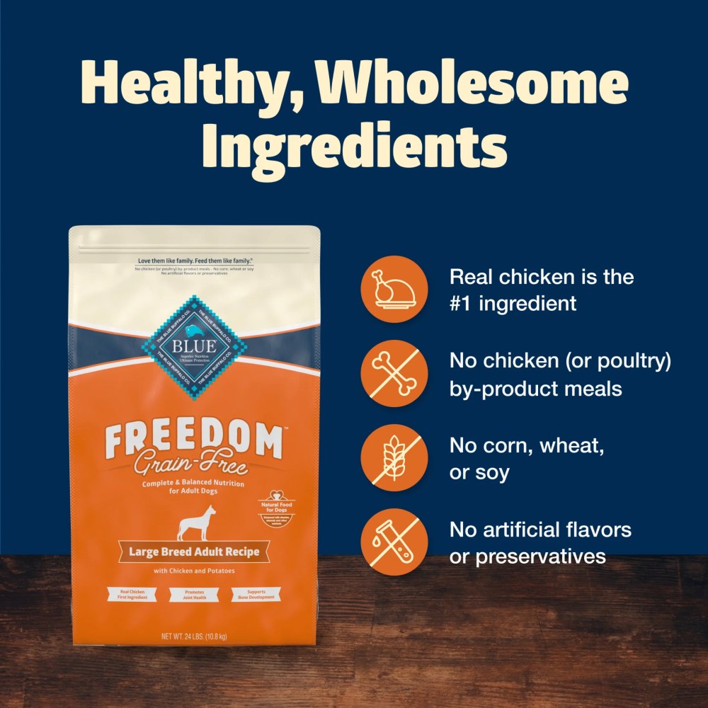 Blue Buffalo Freedom Grain-Free Large Breed Adult Dry Dog Food, Chicken & Potatoes 24 lbs. - Image 8